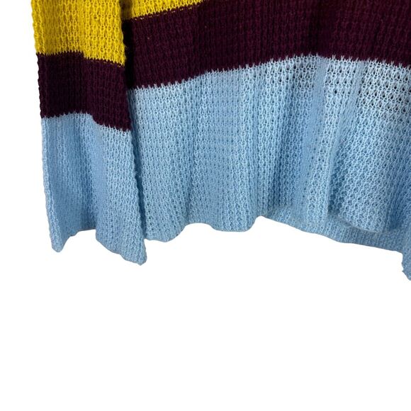 Umgee Sweater Multicolor Striped Oversized S Coastal Beachy Womens Open Knit - Picture 6 of 9